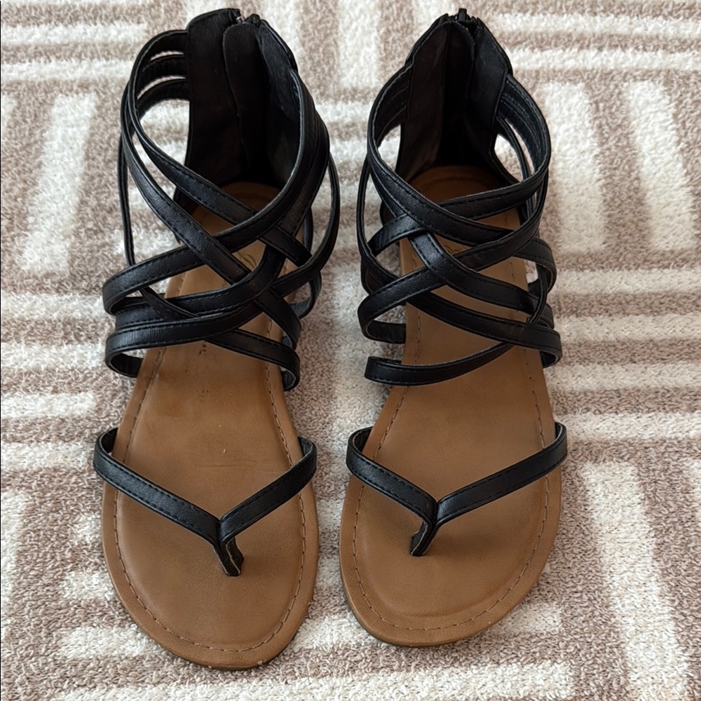 Black Strappy Sandals for Women